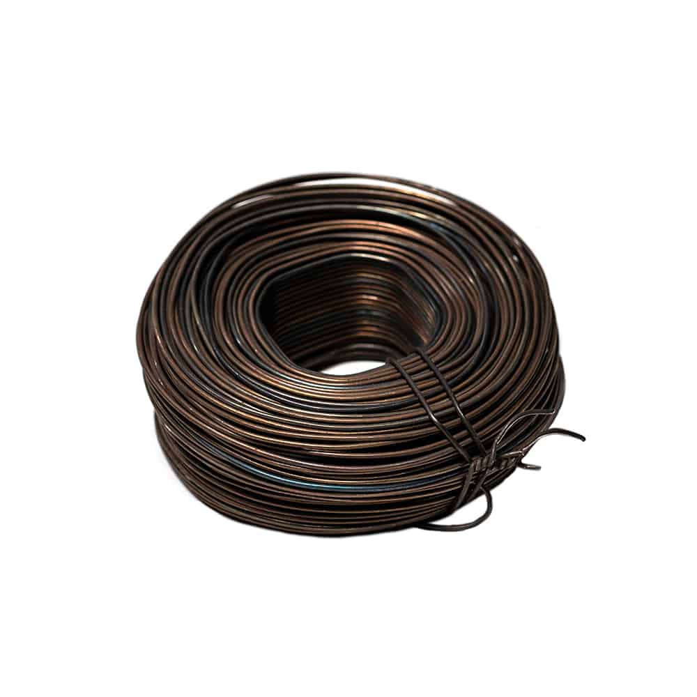 A roll of 11 gauge aluminum metal tie wire for rebar or chain link fencing