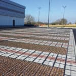 Ecoraster E40, E50, and Bloxx combined to create a porous surface to better manage stormwater runoff.