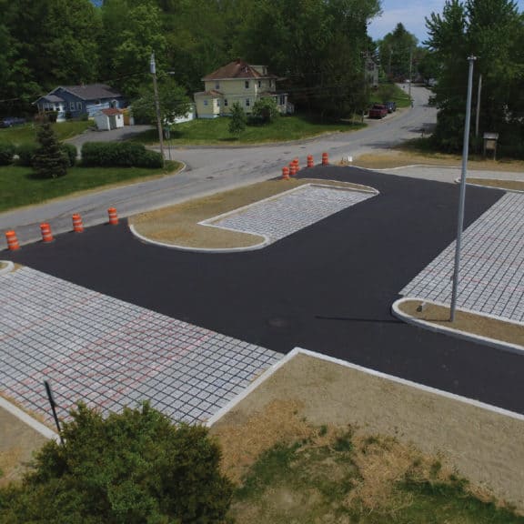 Newly installed Ecoraster in parking lot provides stabilization & is aesthetically pleasing.