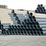 Large delivery of corrugated hdpe storm pipe from Ferguson Waterworks