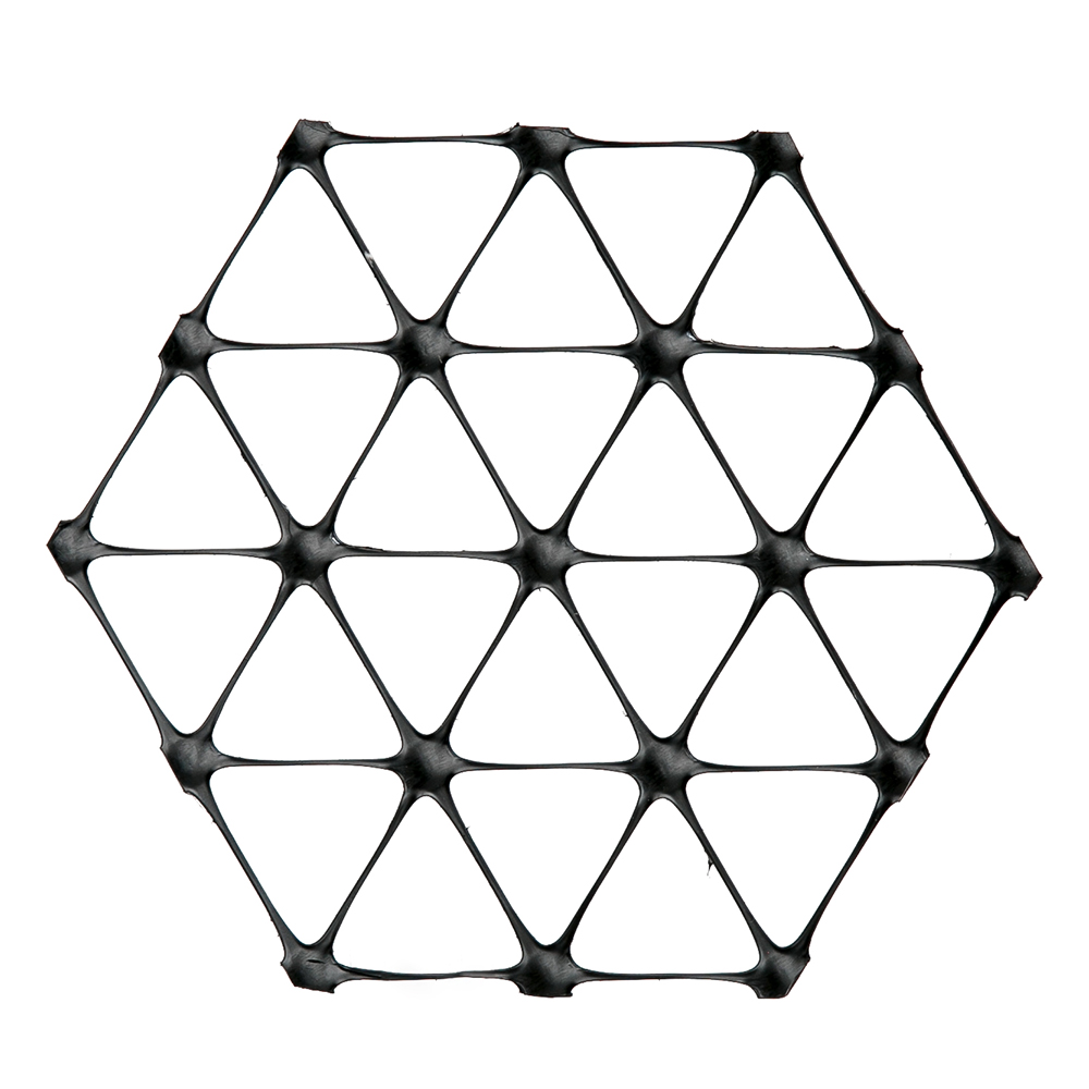 A triaxial geogrid for subgrade stabilization