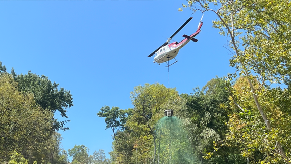 Helicopter hydroseeding in West Virginia