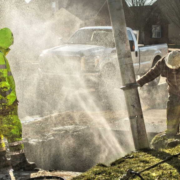 Ferguson Waterworks providing solutions for a municipality's broken water pipe